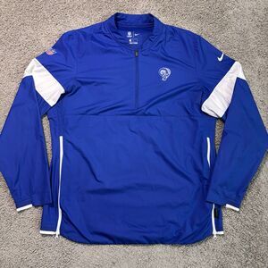 Nike Los Angeles Rams Windbreaker Jacket On Field Blue Men’s L 1/4 Zip Pullover